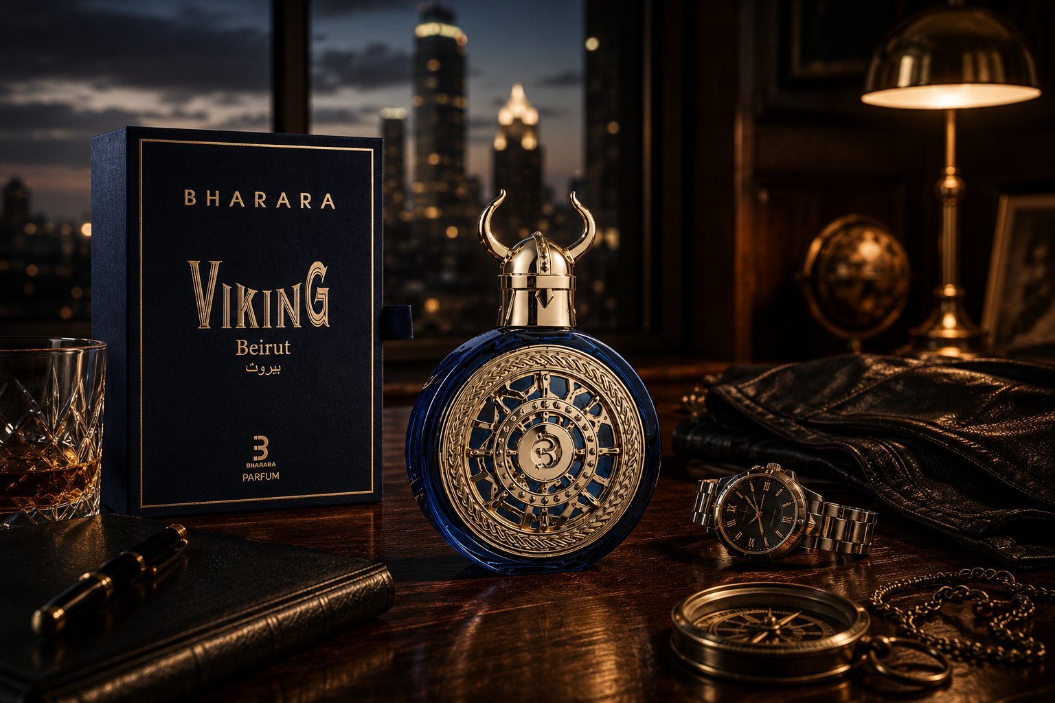 Bharara Viking sobre escritorio ejecutivo nocturno
