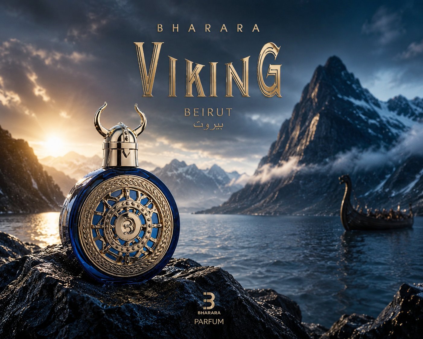 Bharara Viking Beirut sobre roca con fjord nórdico